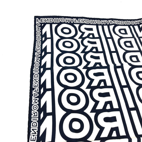 FENDI scarf FXT091 silk black MARC JACOBS Marc Jacobs collaboration logo unisex(Unisex) Used Authentic