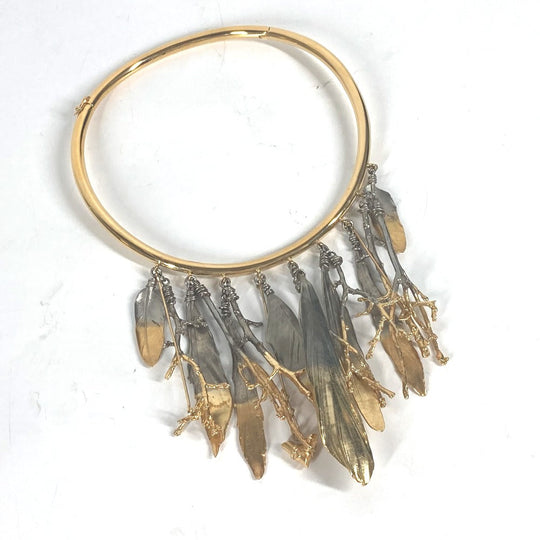 LOUIS VUITTON Necklace MP2409 metal gold Feather Necklace Women Used Authentic