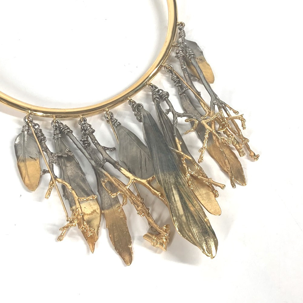 LOUIS VUITTON Necklace MP2409 metal gold Feather Necklace Women Used Authentic