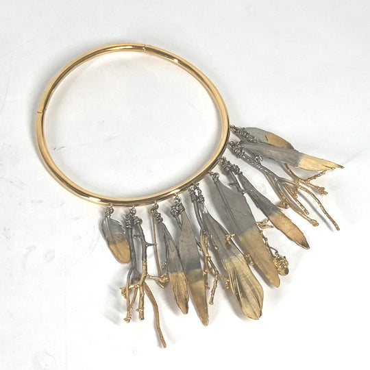 LOUIS VUITTON Necklace MP2409 metal gold Feather Necklace Women Used Authentic
