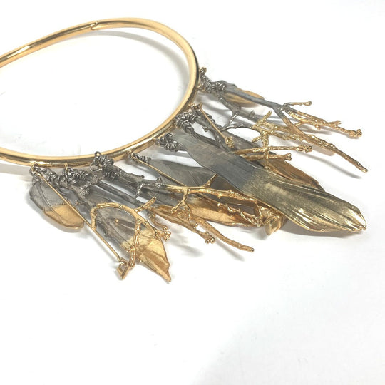 LOUIS VUITTON Necklace MP2409 metal gold Feather Necklace Women Used Authentic