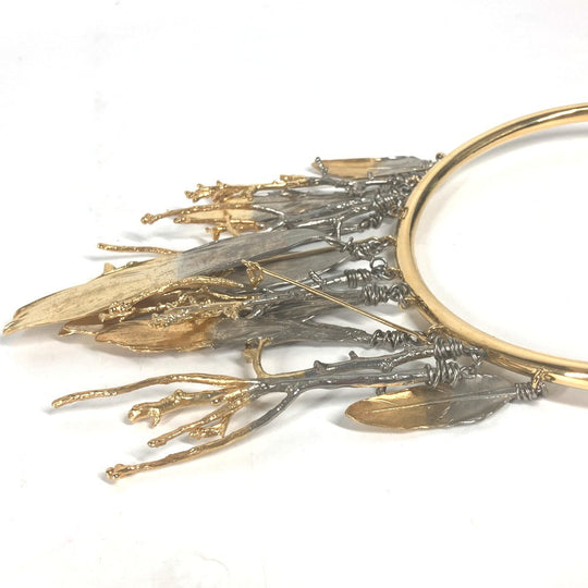 LOUIS VUITTON Necklace MP2409 metal gold Feather Necklace Women Used Authentic