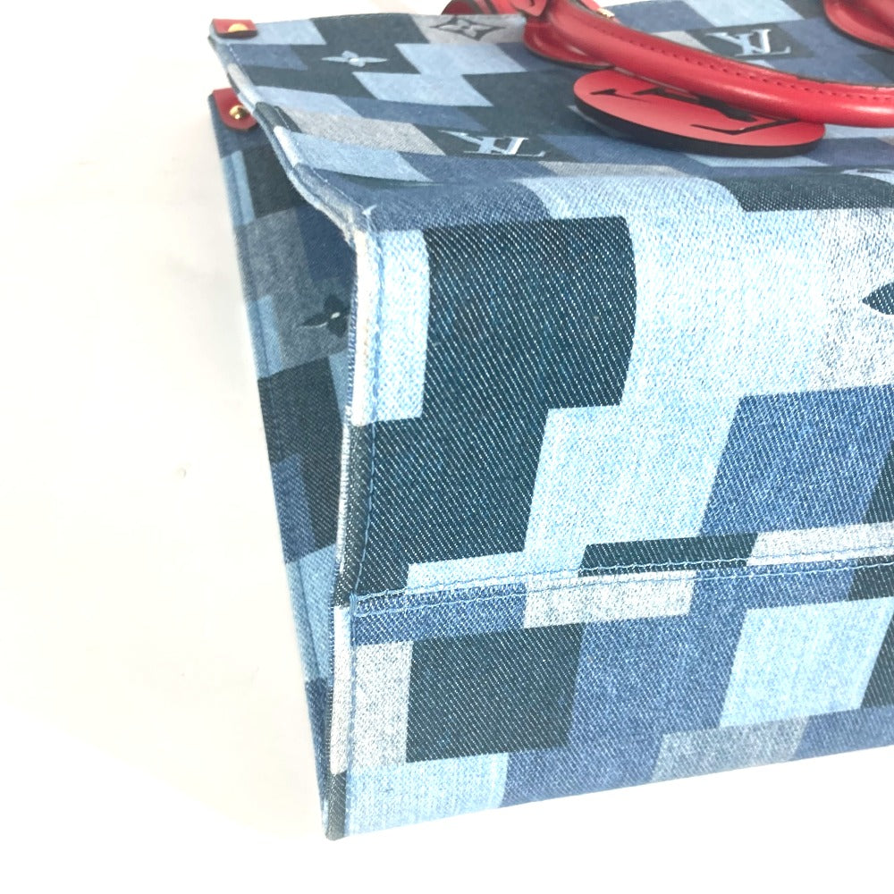 LOUIS VUITTON Tote Bag M44992 Denim, Leather blue Monogram denim On-the-go GM