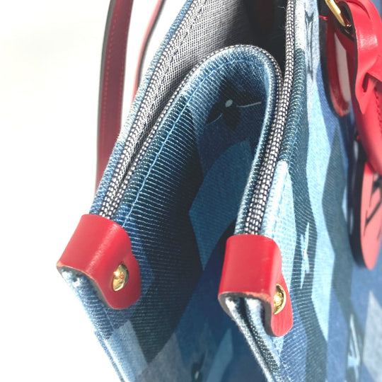 LOUIS VUITTON Tote Bag M44992 Denim, Leather blue Monogram denim On-the-go GM