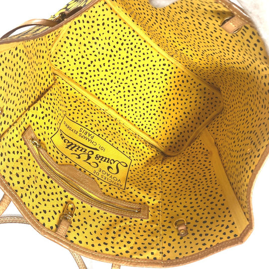 LOUIS VUITTON Tote Bag M40685 Monogram canvas yellow Yayoi Kusama collaboration monogram wave dot Neverfull MM