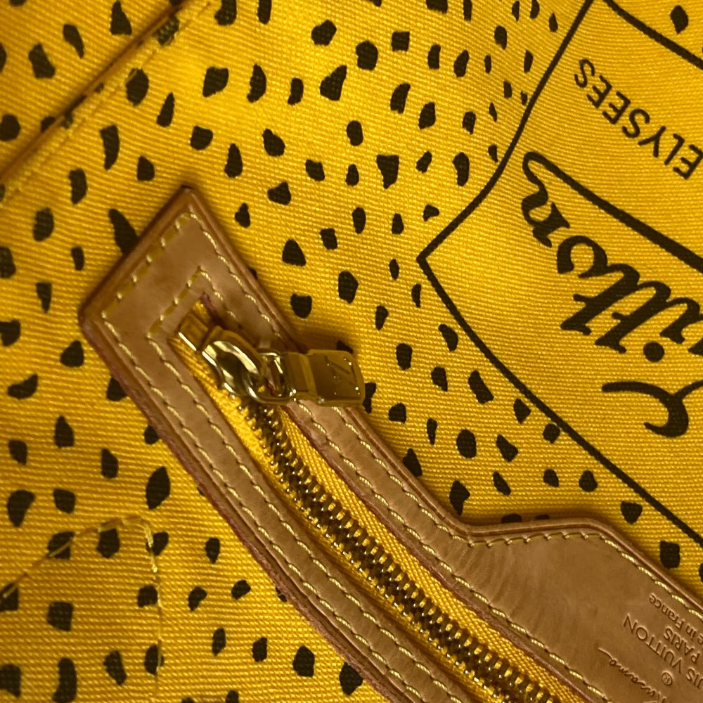 LOUIS VUITTON Tote Bag M40685 Monogram canvas yellow Yayoi Kusama collaboration monogram wave dot Neverfull MM