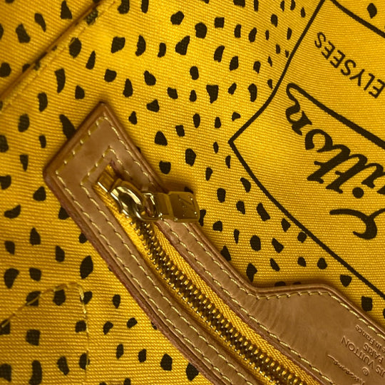 LOUIS VUITTON Tote Bag M40685 Monogram canvas yellow Yayoi Kusama collaboration monogram wave dot Neverfull MM