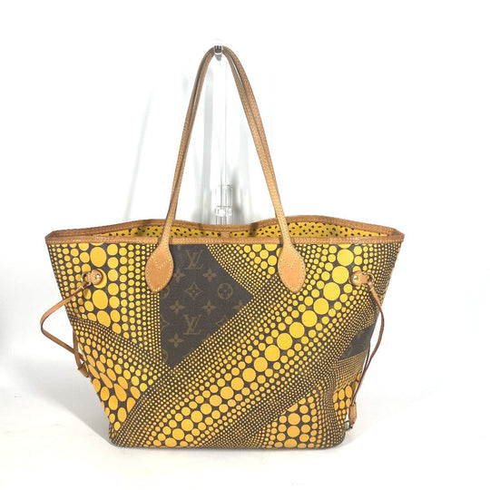 LOUIS VUITTON Tote Bag M40685 Monogram canvas yellow Yayoi Kusama collaboration monogram wave dot Neverfull MM