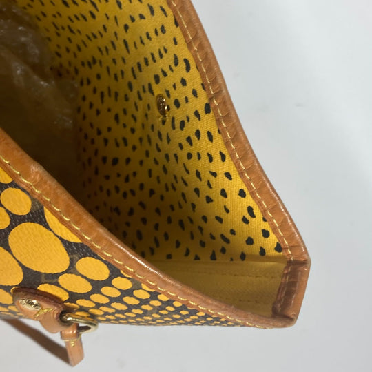 LOUIS VUITTON Tote Bag M40685 Monogram canvas yellow Yayoi Kusama collaboration monogram wave dot Neverfull MM