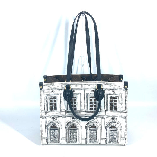 LOUIS VUITTON Shoulder Bag M59264 Calf leather white Nicolas Ghesquire Fornasetti On the Go MM Women Used Authentic