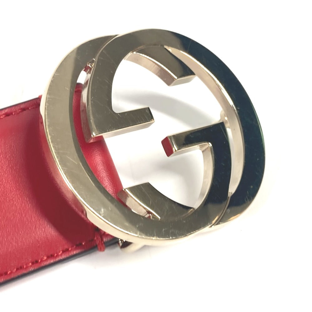 GUCCI belt 546386 leather gold GG Interlocking G Women 85 Used Authentic