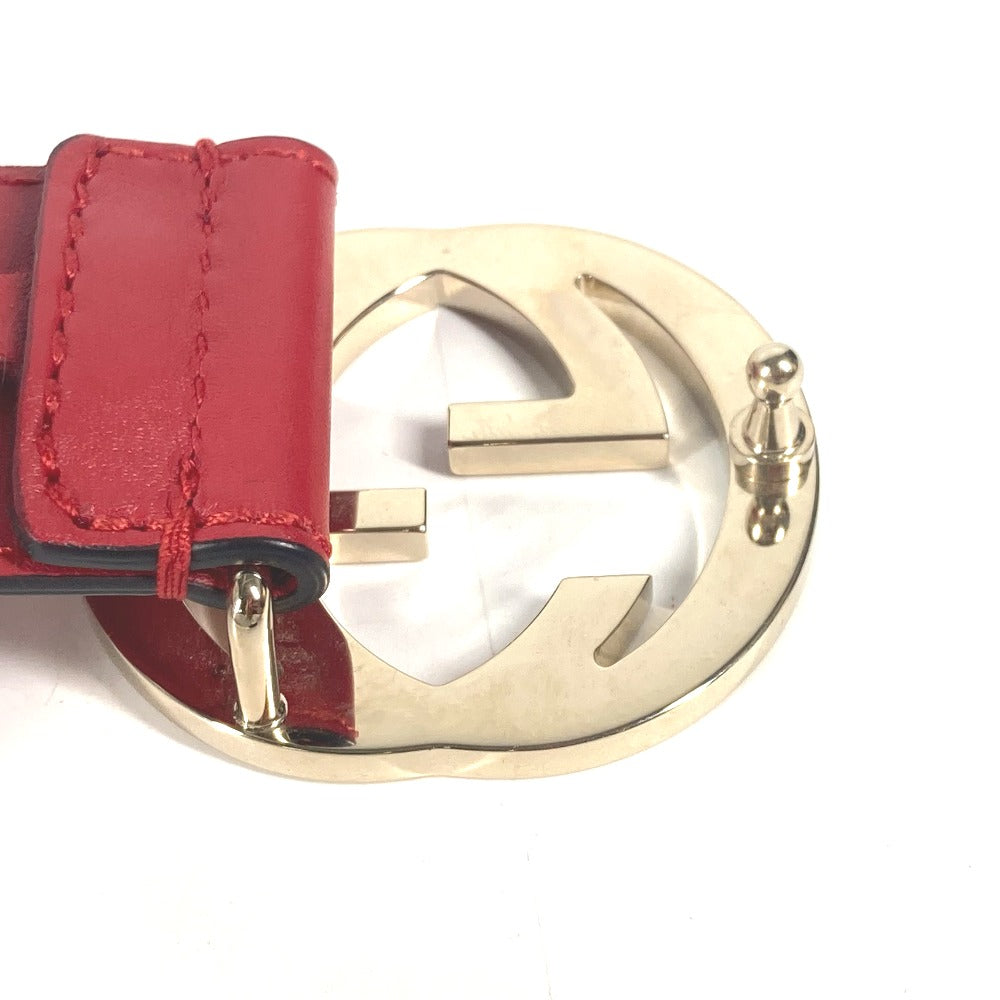 GUCCI belt 546386 leather gold GG Interlocking G Women 85 Used Authentic