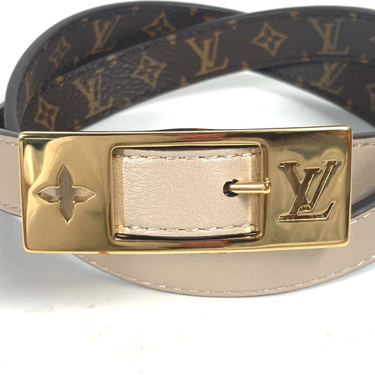 LOUIS VUITTON belt M8370Y Monogram canvas, leather Brown Monogram Belt: LV Duo 18MM reversible Women 70 Used Authentic