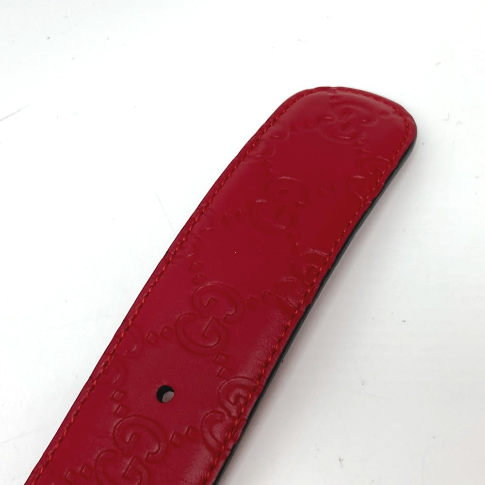 GUCCI belt 370543 leather Red Interlocking G Double G unisex(Unisex) 85 Used Authentic