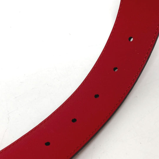 GUCCI belt 370543 leather Red Interlocking G Double G unisex(Unisex) 85 Used Authentic