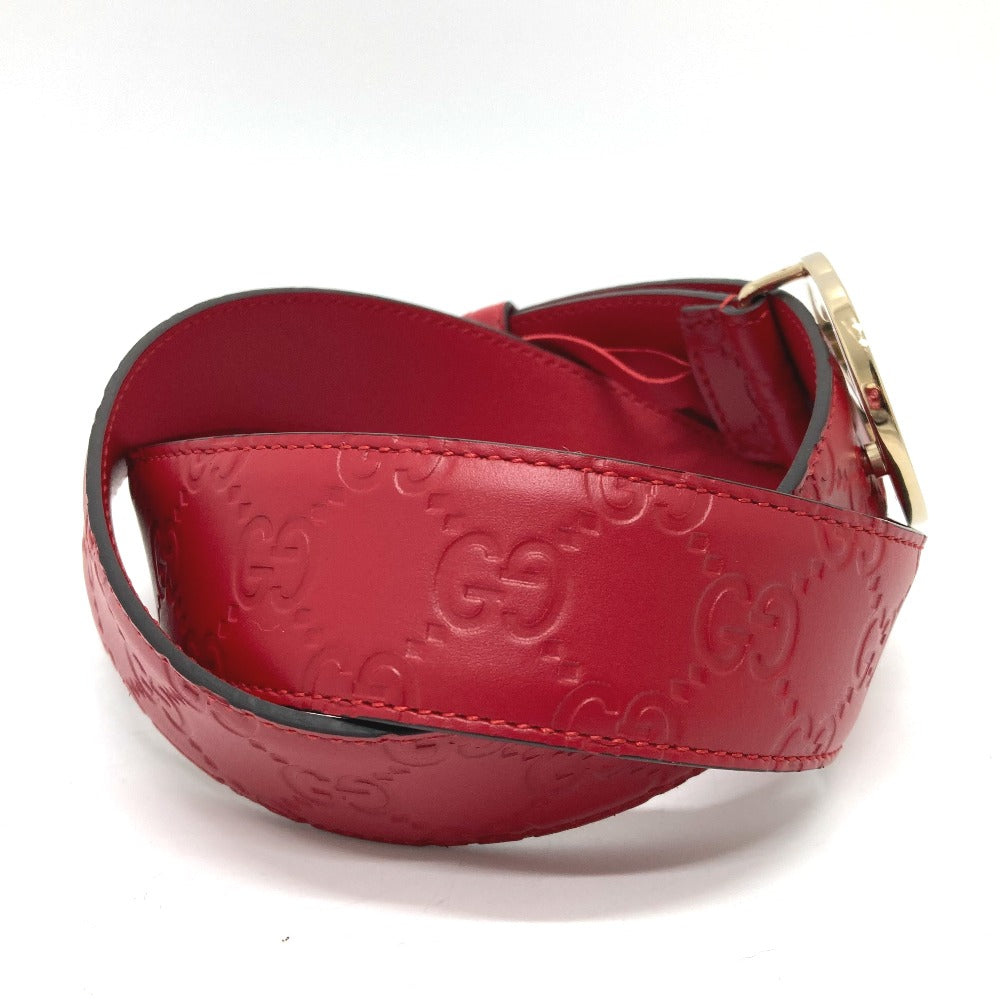 GUCCI belt 370543 leather Red Interlocking G Double G unisex(Unisex) 85 Used Authentic