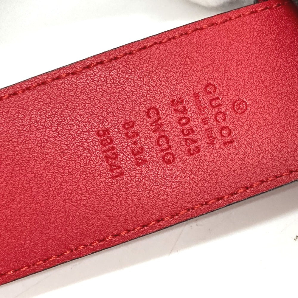 GUCCI belt 370543 leather Red Interlocking G Double G unisex(Unisex) 85 Used Authentic