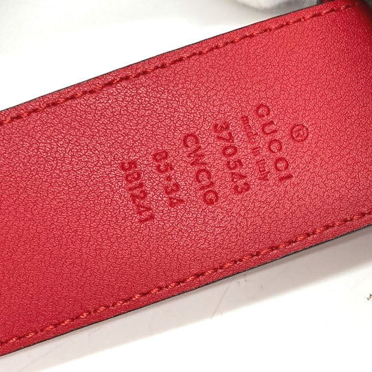 GUCCI belt 370543 leather Red Interlocking G Double G unisex(Unisex) 85 Used Authentic