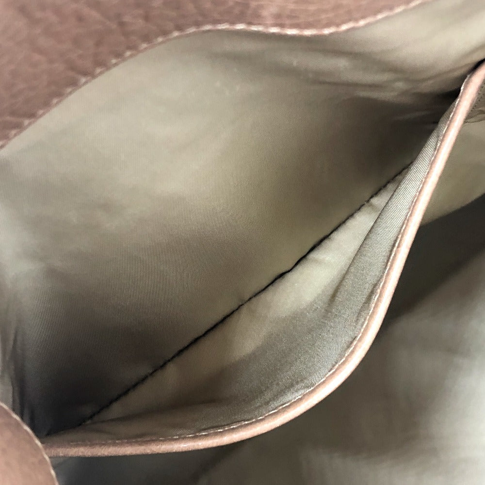BVLGARI Tote Bag leather Brown S.Bulgari logo Women Used Authentic