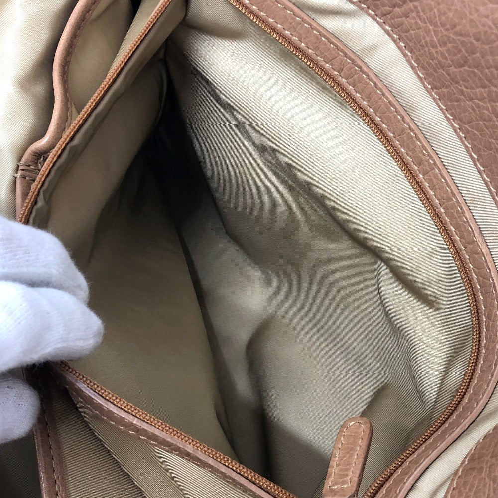 BVLGARI Tote Bag leather Brown S.Bulgari logo Women Used Authentic