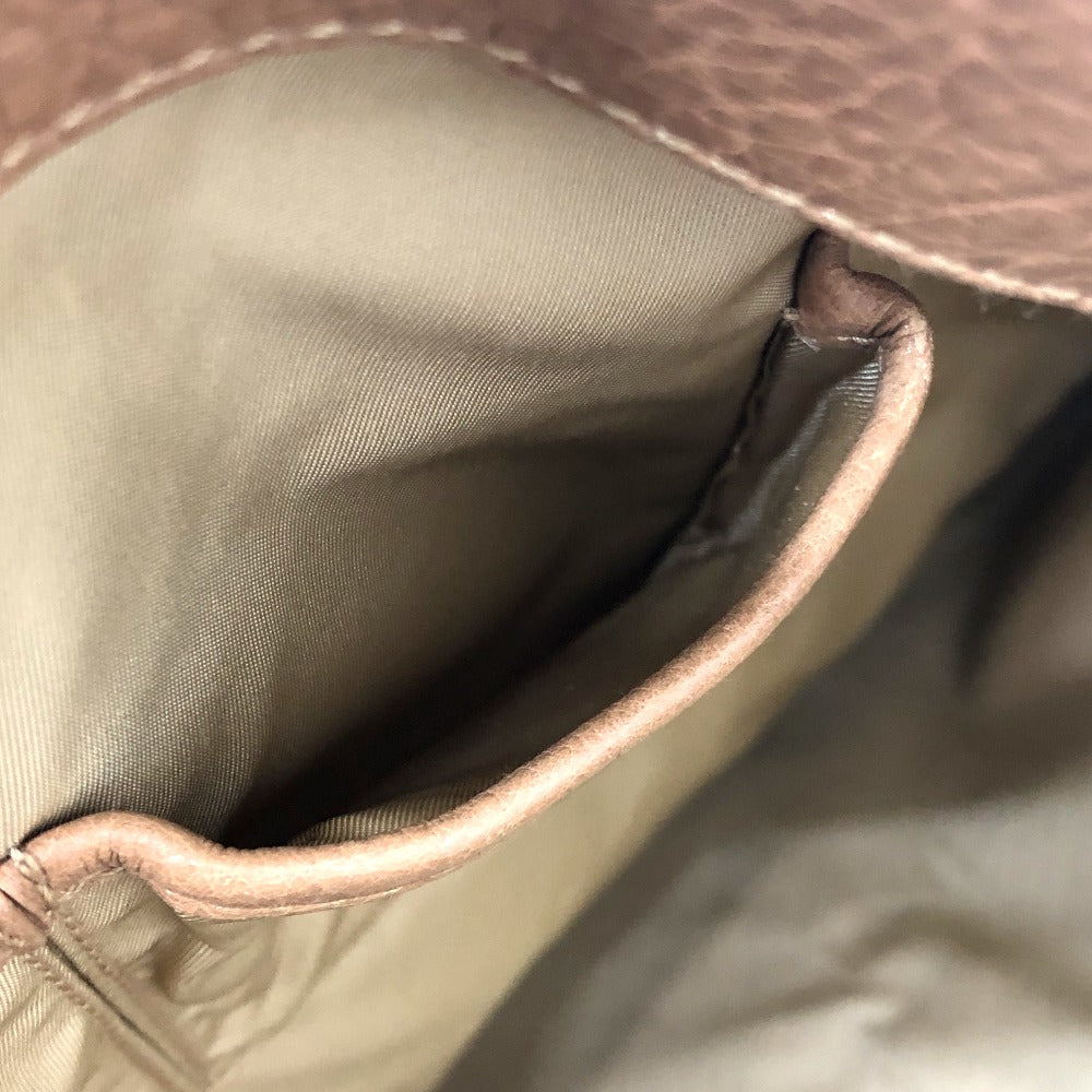 BVLGARI Tote Bag leather Brown S.Bulgari logo Women Used Authentic