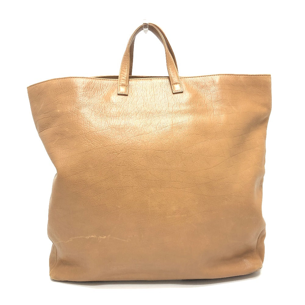 BVLGARI Tote Bag leather Brown S.Bulgari logo Women Used Authentic