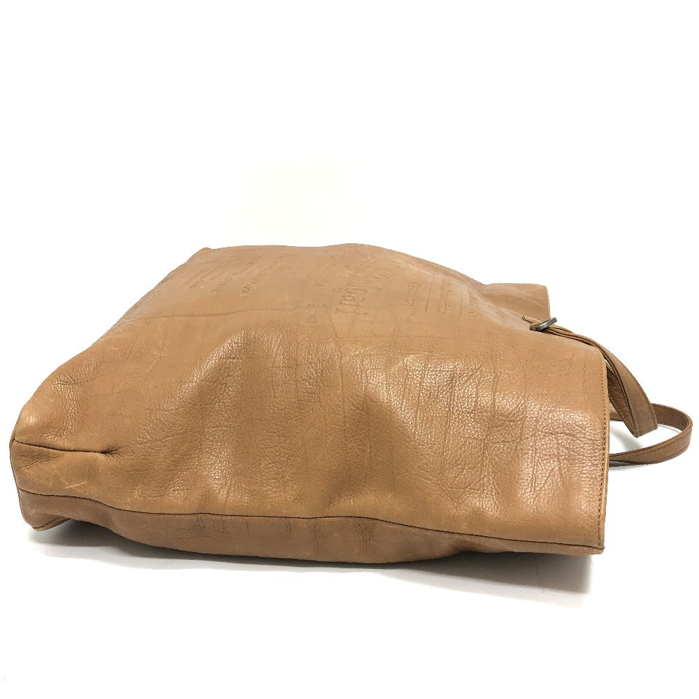 BVLGARI Tote Bag leather Brown S.Bulgari logo Women Used Authentic
