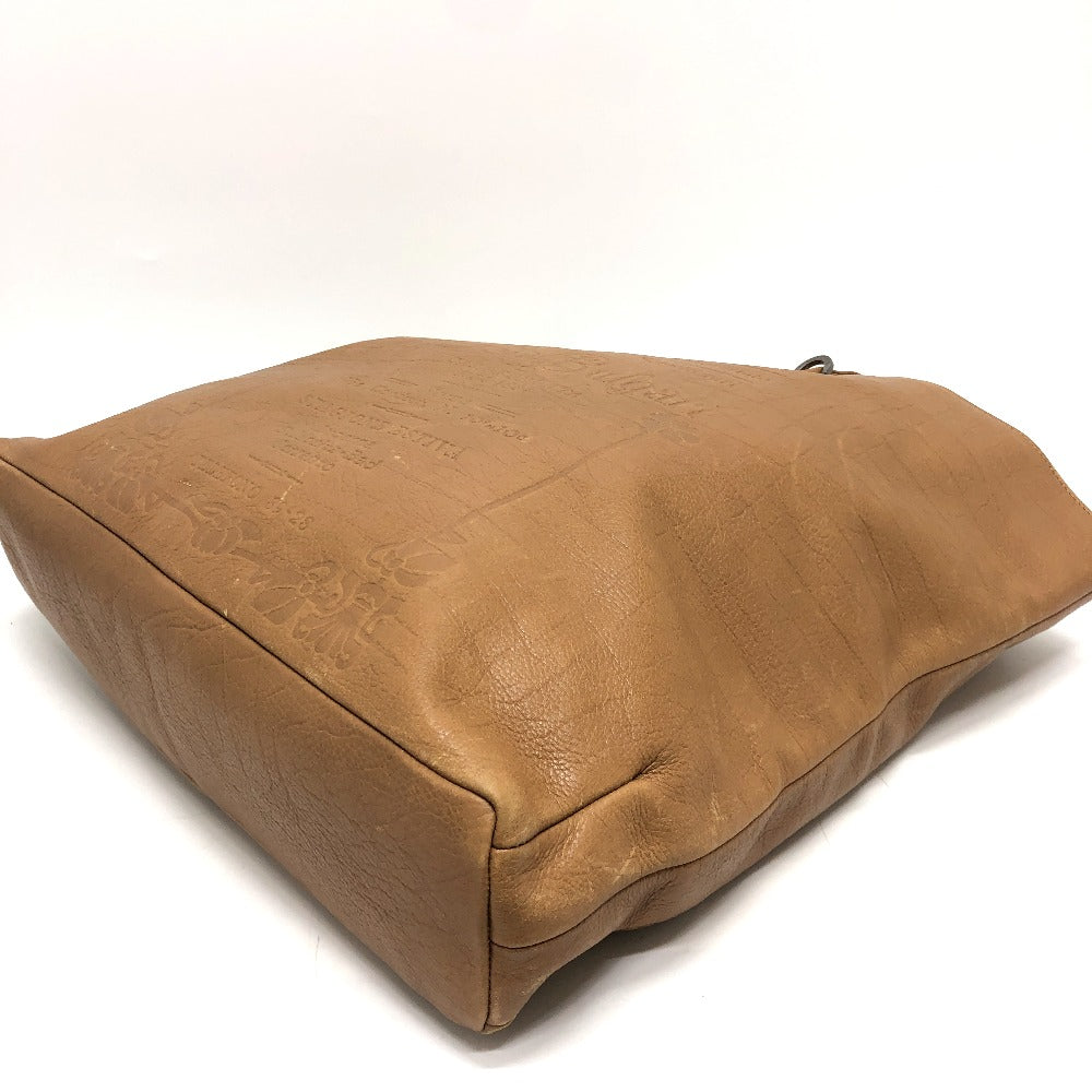 BVLGARI Tote Bag leather Brown S.Bulgari logo Women Used Authentic