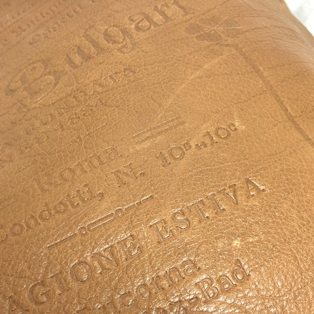 BVLGARI Tote Bag leather Brown S.Bulgari logo Women Used Authentic