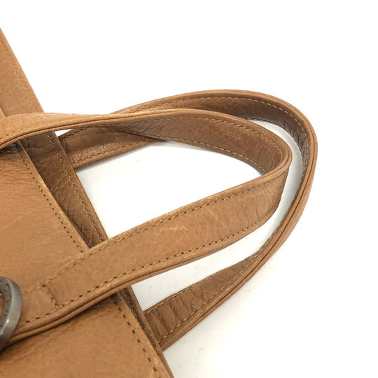 BVLGARI Tote Bag leather Brown S.Bulgari logo Women Used Authentic