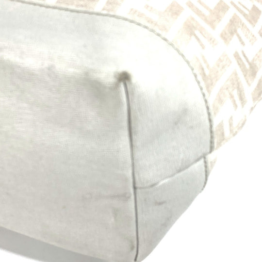 FENDI Shoulder Bag 8BH185 Leather / canvas white Bag Shoulder Bag Tote Bag Zucca logo metal plate Women Used Authentic