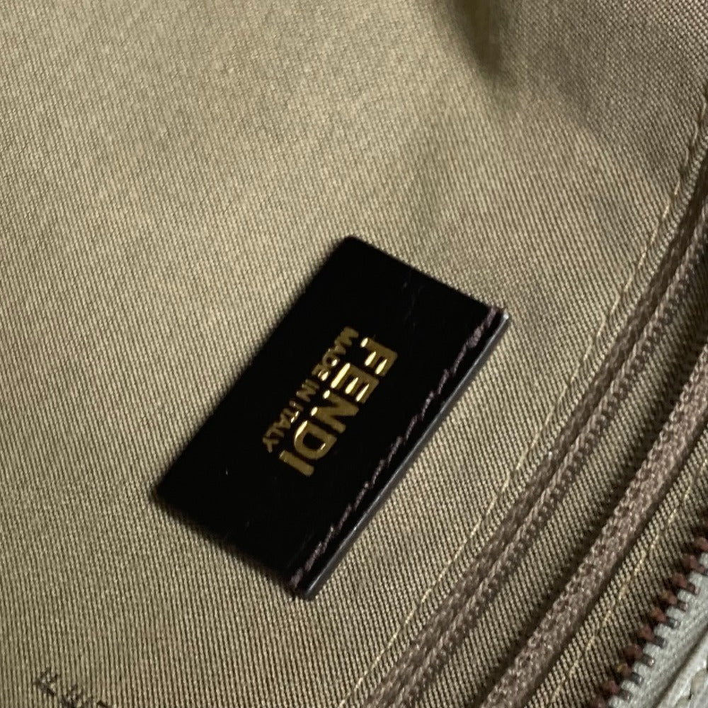 FENDI Shoulder Bag 8BH185 Leather / canvas white Bag Shoulder Bag Tote Bag Zucca logo metal plate Women Used Authentic