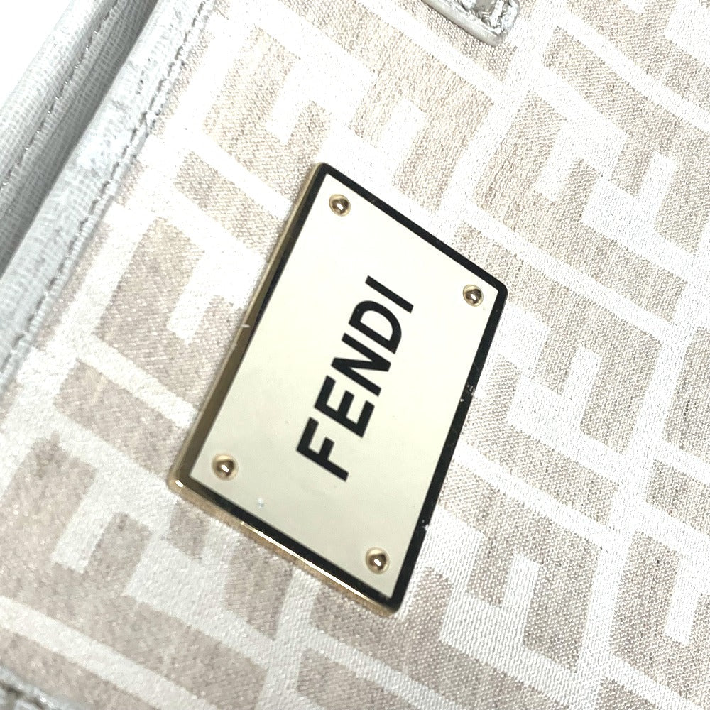 FENDI Shoulder Bag 8BH185 Leather / canvas white Bag Shoulder Bag Tote Bag Zucca logo metal plate Women Used Authentic