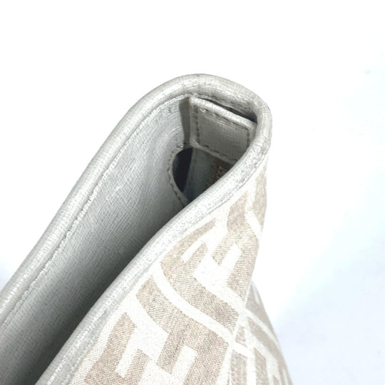 FENDI Shoulder Bag 8BH185 Leather / canvas white Bag Shoulder Bag Tote Bag Zucca logo metal plate Women Used Authentic