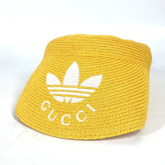 GUCCI Sun visor 696481 Raffia yellow Adidas adidas collaboration logo Sherry Line unisex(Unisex) S Used Authentic