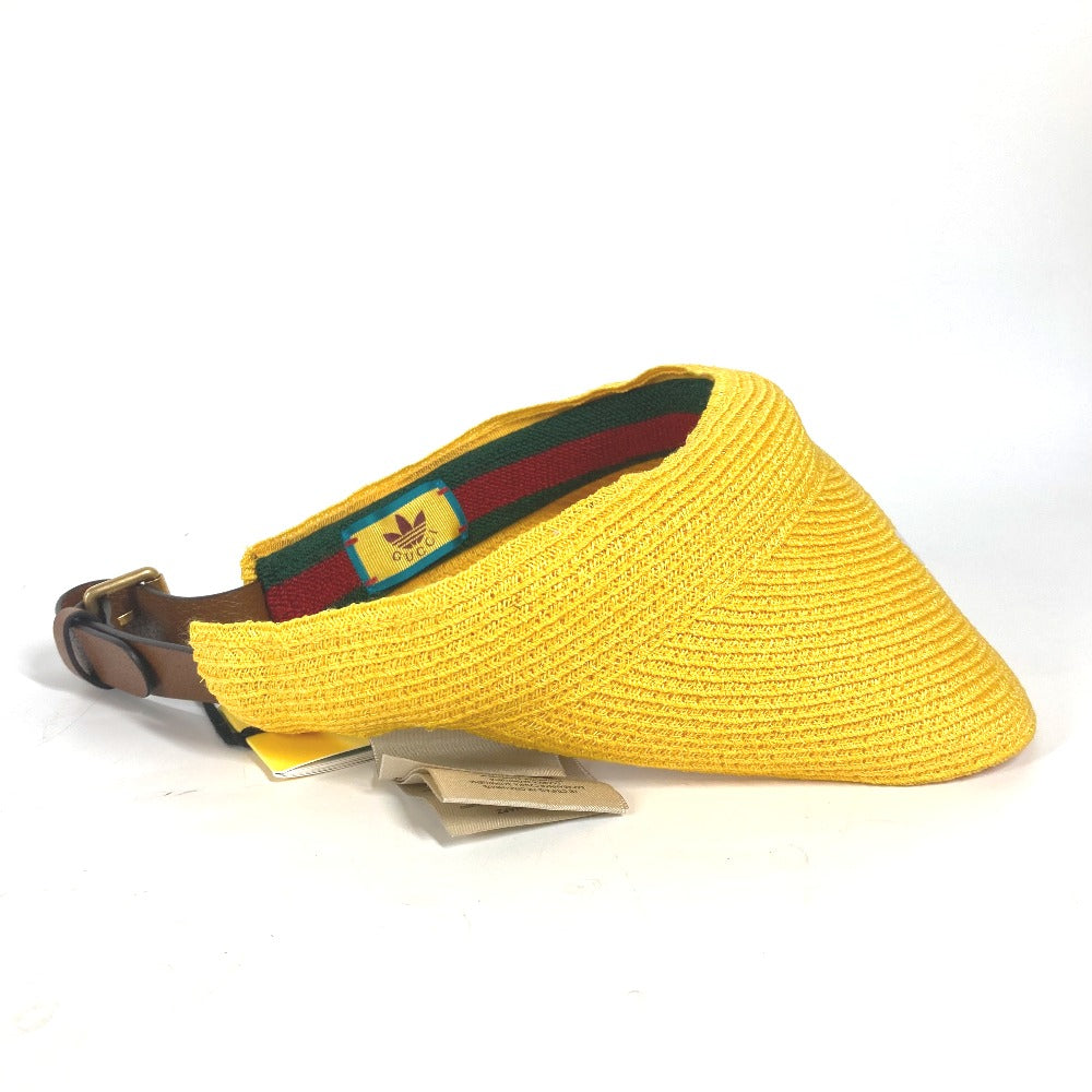 GUCCI Sun visor 696481 Raffia yellow Adidas adidas collaboration logo Sherry Line unisex(Unisex) S Used Authentic