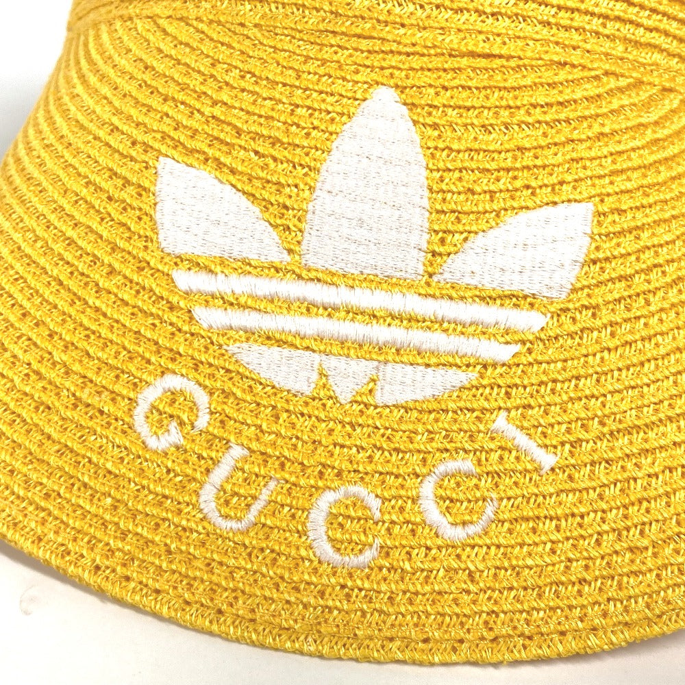 GUCCI Sun visor 696481 Raffia yellow Adidas adidas collaboration logo Sherry Line unisex(Unisex) S Used Authentic