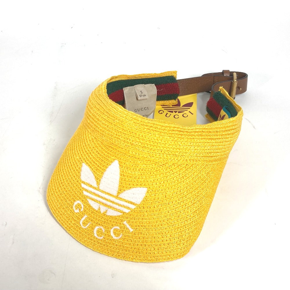 GUCCI Sun visor 696481 Raffia yellow Adidas adidas collaboration logo Sherry Line unisex(Unisex) S Used Authentic