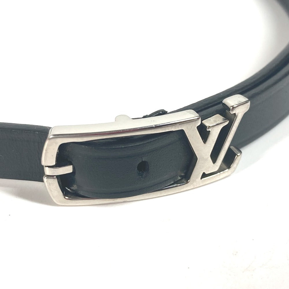LOUIS VUITTON bracelet M6257E leather black Double bracelet brasle neogram mens Used Authentic