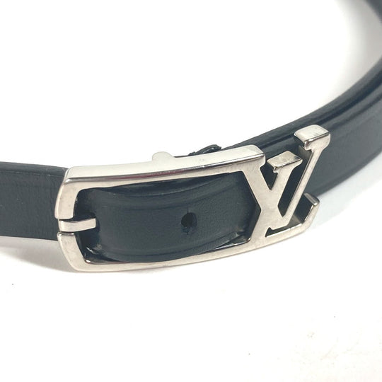 LOUIS VUITTON bracelet M6257E leather black Double bracelet brasle neogram mens Used Authentic