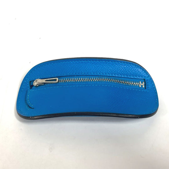 HERMES Coin case Epsom blue SURF mens(Unisex) Used Authentic