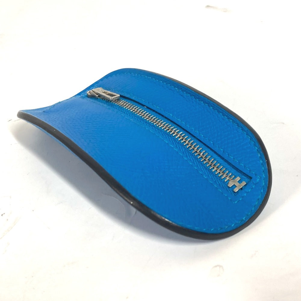 HERMES Coin case Epsom blue SURF mens(Unisex) Used Authentic