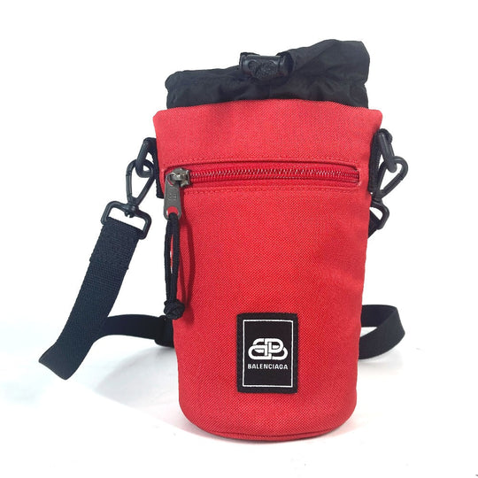 BALENCIAGA Shoulder Bag 618193 Nylon canvas Red WEEKEND logo Bottle holder Women(Unisex) Used Authentic