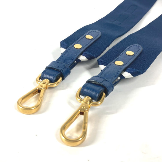 PRADA Shoulder strap Leather / canvas blue stripe mens(Unisex) Used Authentic