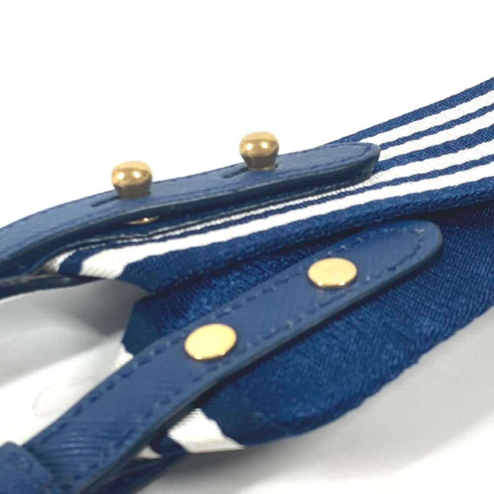 PRADA Shoulder strap Leather / canvas blue stripe mens(Unisex) Used Authentic