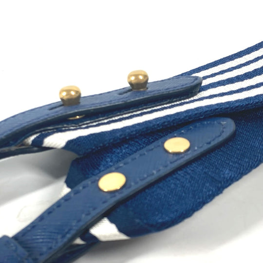 PRADA Shoulder strap Leather / canvas blue stripe mens(Unisex) Used Authentic