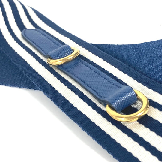 PRADA Shoulder strap Leather / canvas blue stripe mens(Unisex) Used Authentic
