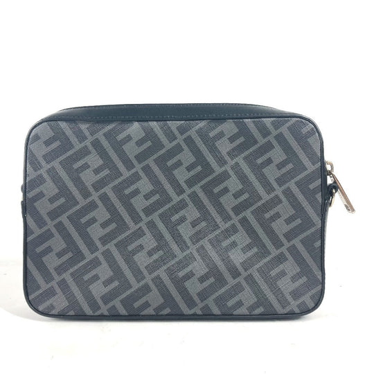 FENDI Clutch bag 7M0286 Leather / PVC black business bag Zucca logo unisex(Unisex) Used Authentic
