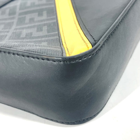 FENDI Clutch bag 7M0286 Leather / PVC black business bag Zucca logo unisex(Unisex) Used Authentic