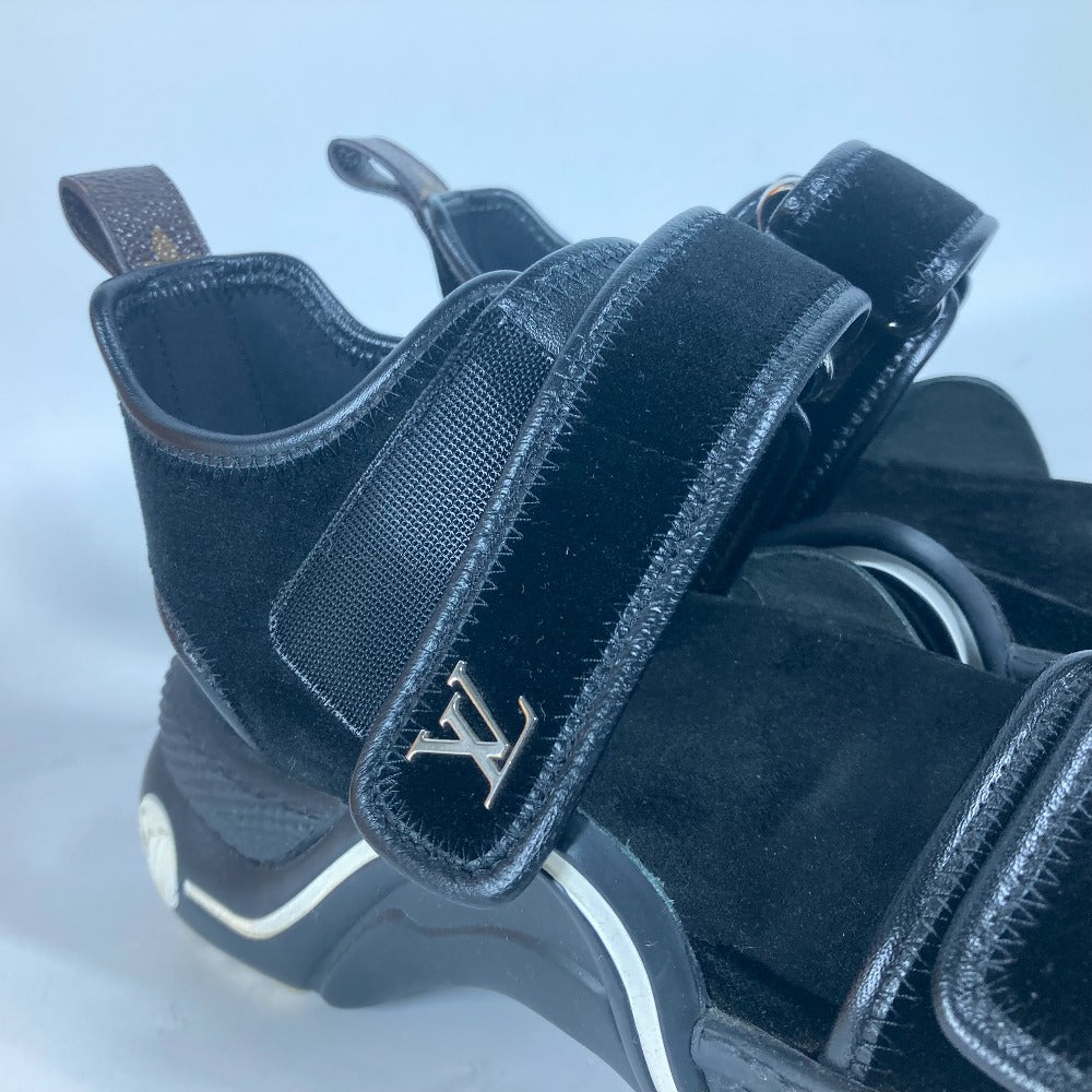 LOUIS VUITTON Sandals Leather, Suede black Arc light Sports sandals Women 37 1/2 Used Authentic